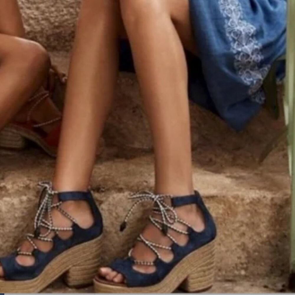 Tory Burch Positano Lace-up Platform Espadrille Size 8 - Picture 10 of 11